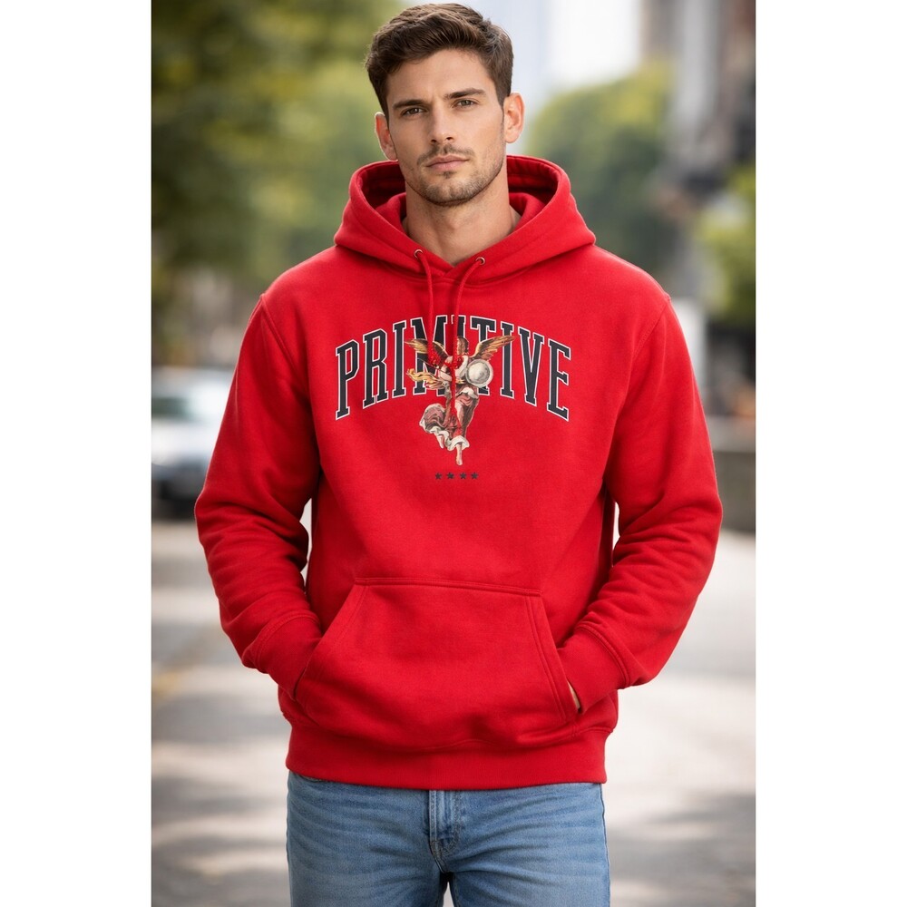 Primitive Men's Collegiate Long Sleeve Pullover Hoodie Red Apparel 2XL CR60‎ NWT